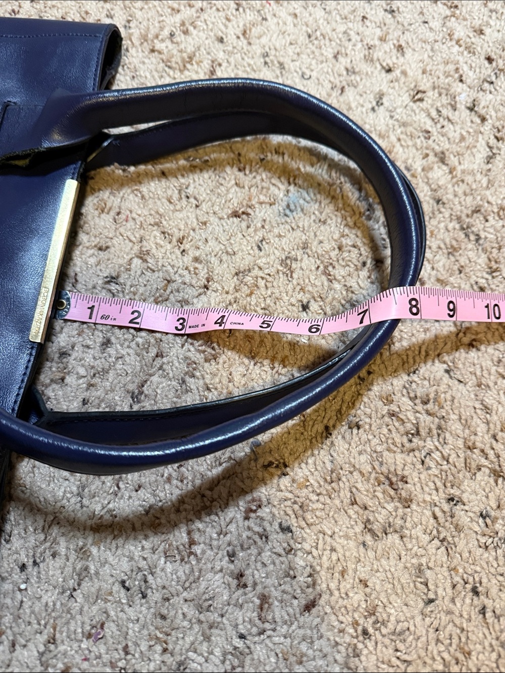 BCBGMaxAzria Navy Leather Structured Tote - Picture 8 of 11